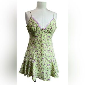 Vintage Betsey Johnson Y2K Intimates Floral Mini Slip Dress Size Small
